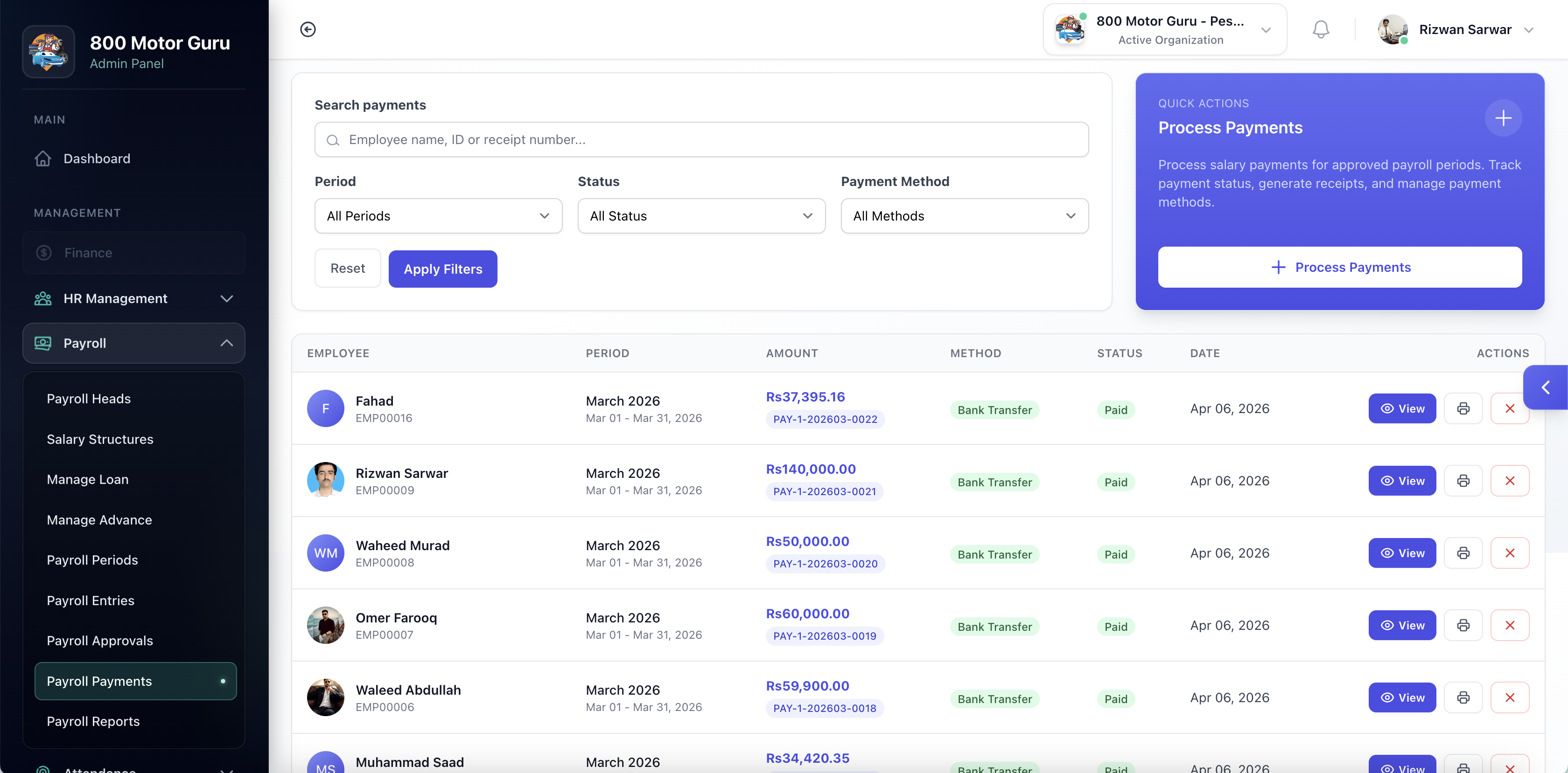 DevNest HRM payments